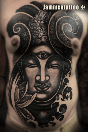 Buddah front tattoo by @Jammes_Tattoo_Studio 