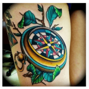 Tattoo Inspiration: I am a wanderlust travel addict. Love the colour saturation of this compass, and open to suggestions, interpretation, flowers and location (?top of foot, forearm, shoulder?) Not sure who the artist is to credit, if anyone knows please comment, thanks. #megandreamtattoo 