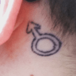 Never get your friend with a tattoo gun to permenantely ink your body. Male sex symbol to mark the start of my hormone treatment. One session. #Male #Trans #Transgender #ftm 