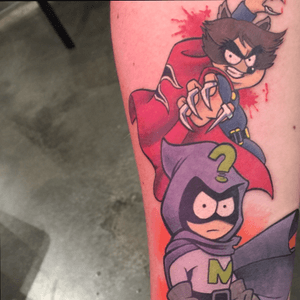 South Park 20th Anniversary Tattoo by Sausage. Mysterion and The Coon