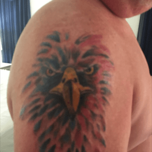 Had color added to original eagle  and made little bigger, Josh at oxygen tattoo, panama city fl