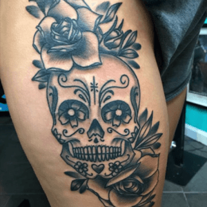 I would like something similar to this in memory of my grandma who is now losing her battle with cancer #sugarskull #meganmassacre #megandreamtattoo #fuckcancer 
