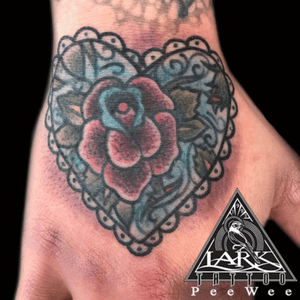Tattoo by Lark Tattoo artist PeeWee.See more of PeeWee's work here: http://www.larktattoo.com/long-island-team-homepage/peewee/#rose #rosetattoo #colortattoo #handtattoo #hearttattoo #heart #traditionaltattoo #americantraditional #americantraditionaltattoo #girlswithink #girlswithtattoo #tattooedfemales #femaletattoo #tattoo #tattoos #tat #tats #tatts #tatted #tattedup #tattoist #tattooed #tattoooftheday #inked #inkedup #ink #tattoooftheday #amazingink #bodyart #tattooig #tattoosofinstagram #instatats  #larktattoo #larktattoos #larktattoowestbury #westbury #longisland #NY #NewYork #usa #art  