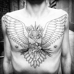 Owl tattoo (1st session) by Oscar Moon #owl #owltattoo #black #lines #heart 