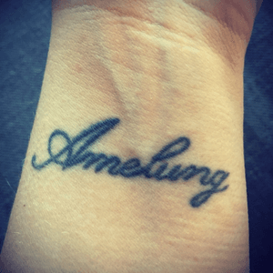 My second tattoo. My last name; Amelung. 