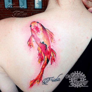 Watercolor koi fish  #tattoo #marianagroning #karmatattoo #cdmx #MexicoCity #watercolor #watercolortattoo #watercolortattooartist #koi 