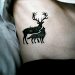 Pretty deer and wolf tattoo #wolf #deer #stag #black 