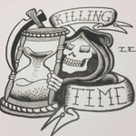 Killing Time #killingtime #grimreaper #death #hourglass #ink #spitshading 