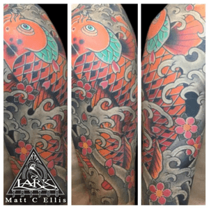 Tattoo by Lark Tattoo  artist Matt C. Ellis#halfsleeve #halfsleevetattoo #arm #armtattoo #tattoo #koitattoo #koifish #koifishtattoo #Japanese #Japanesetattoo #colortattoo #tattoos #tat #tats #tatts #tatted #tattedup #tattoist #tattooed #tattoooftheday #inked #inkedup #ink #tattoooftheday #amazingink #bodyart #tattooig #tattoosofinstagram #instatats  #larktattoo #larktattoos #larktattoowestbury #westbury #longisland #NY