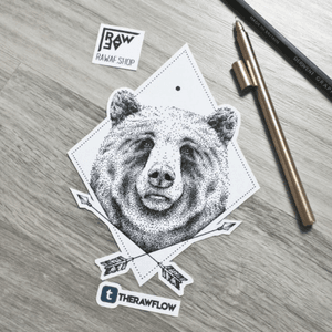 Bear with arrows, a design symbolizing power, control and stability. Get it: www.rawaf.shop #dotwork #bear #arrows #arrow #dotworktattoo #beartattoo #arrowtattoo 
