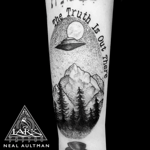 Tattoo by Lark Tattoo artist Neal Aultman. See more of Neal's work here: http://www.larktattoo.com/long-island-team-homepage/neal-aultman/ . . . . . #xfiles #xfilestattoo #ufo #ufotattoo #ufomountainscene #ufomountainscenetattoo #mountains #mountainstattoo #thetruthisoutthere #thetruthisouttheretattoo #linesanddots #linesanddotstattoo #blackandgreytattoo #blackandgreytattoo #tattoo #tattoos #tat #tats #tatts #tatted #tattedup #tattoist #tattooed #inked #inkedup #ink #tattoooftheday #amazingink #bodyart #tattooig #tattoosofinstagram #instatats #larktattoo #larktattoos #larktattoowestbury #westbury #longisland #NY #NewYork #usa #art