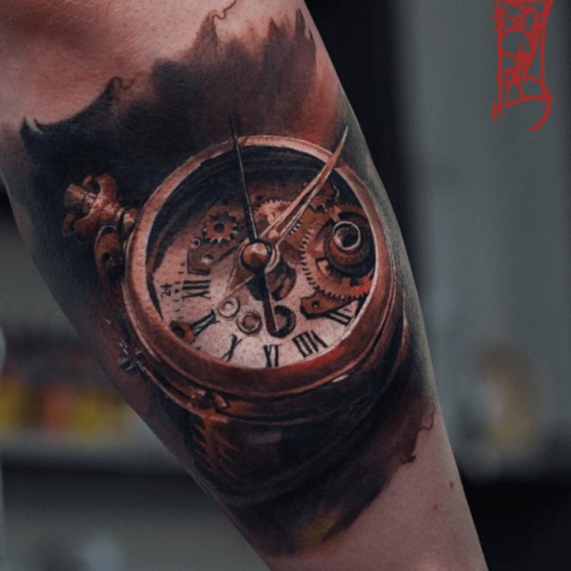 realistic clock tattoos pocket watch and compass 3d tattoos