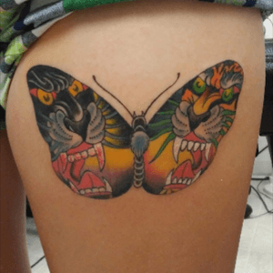 Butterfly with traditional tiger and panther