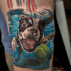 Dog underwater tattoo #tattoo #tattoos #tattooartist #pcb #panamacith #florida #seventhsealtattoo #seventhsealtattooclub #real #realism #realistictattoo #dogportrait #portrait 