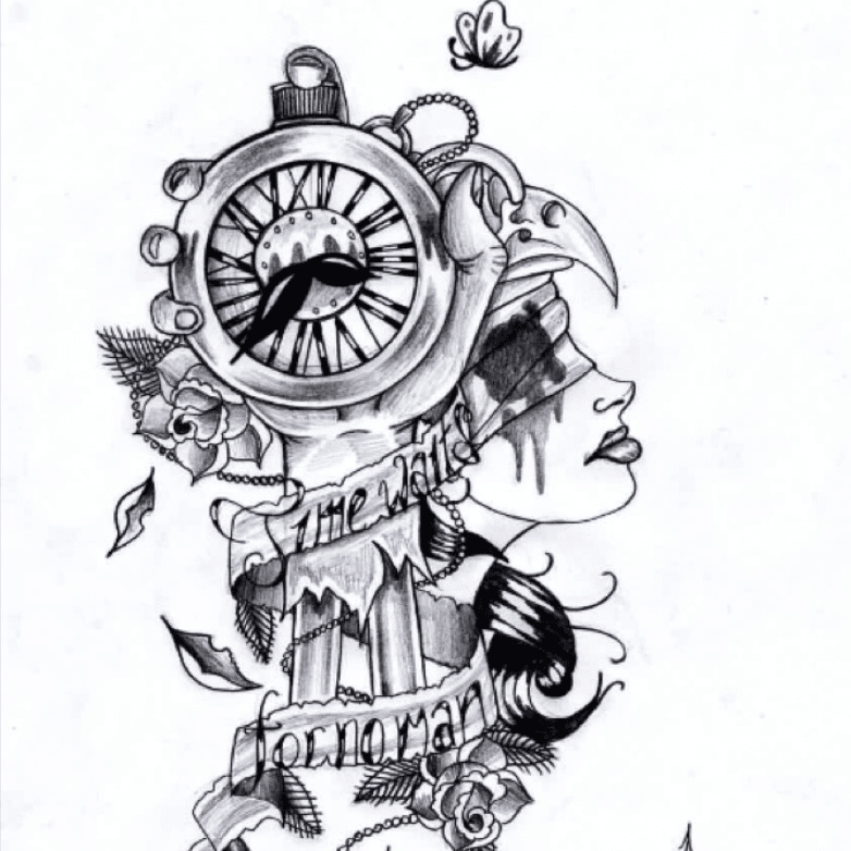 Tattoo of Clocks Hourglass
