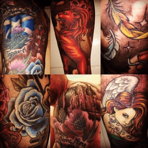full sleeve representing #family and #Heritage#scotland #angel #roses #castle #feathers #lionrampant 