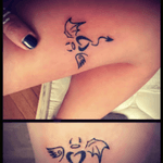 #new#tattoo#legtattoo#madebyme#good#evil#blackink 