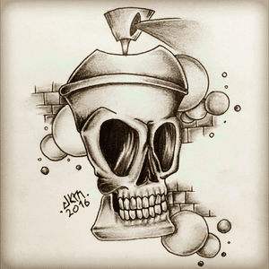 Spraycan skull peice by me #skull #spraycan #JKM_tattoo #penciltopaper #grafiti 