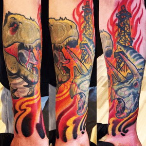 #tattoooftheday #colortattoo  #dinosaur #IllustrativeTattoo 