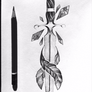 'Nothing comes without a price, so before you get in a fight make sure you know what you're willing to give up' #dagger #tattoosketch #daggersketch #tattoodesign #neotraditional #artfusion #swordanfeathers #feather