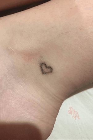 tiny ankle stick n poke heart - my first tattoo