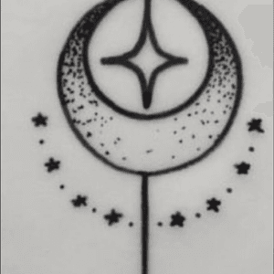 Unolame. Representimg Buddhist Harmony. A moon for my son because his favorite book was Guess How Much I Love You. The end will be a sunflower for my daughter instead of the petals because i sang You Are My Sunshineto her as a child. 