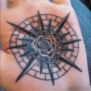 Rose compass tattoo #rose #compass #palm 