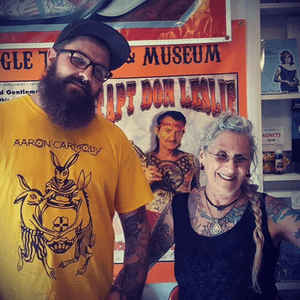 Madame Chinchilla and myself hanging out on my 2nd pre interview visit. Check out triangle tattoo and museum tell em Dan the interviewer sent you. 