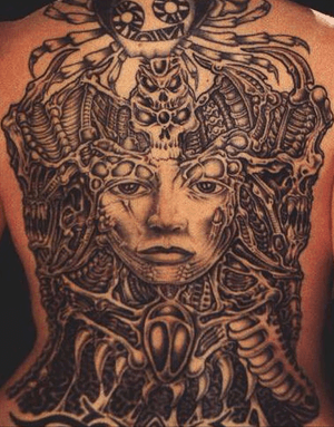 H.R. Giger inspired tattoo by Ken Cameron.