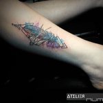 #watercolor #geometric #abstract #graphic #graphictattoo #graphicfeather #girlytattoo #girlytats #pastelcolor #pastelink
