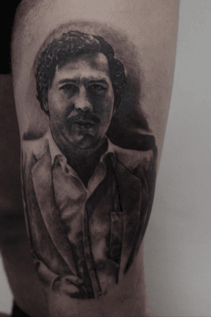 Pablo Escobar #tattooartist#tattooportrait#PabloEscobar#tattoos#blackandgrey#ink#Tattoodo#