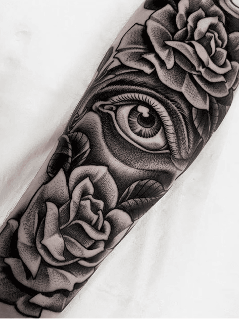 Premium Vector  Rose eye tattoo black and white vector illustration
