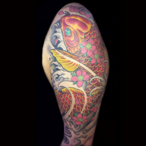Tattoo by Lark Tattoo artist/owner Bruce Kaplan. #japanese #koi #koifish #waves #water #negativespace #flower #flowers #japaneseflower #cherryblossom #color #colorful #arm #halfsleeve #sleeve #brucekaplan #owner #artist #ownerartist #artistowner #LarkTattoo #LarkTattooWestbury #NY #BestOfLongIsland #VotedBestOfLongIsland #BestOfNYC #VotedBestOfNYC #VotedNumber1 #LongIsland #LongIslandNY #NewYork #NYC #TattoosEvenMomWouldLove  #NassauCounty #tattoo #tattoos #tat #tats #tatts #tatted #tattedup #tattoist #tattooed #tattoooftheday #inked #inkedup #ink #tattoooftheday #amazingink #bodyart