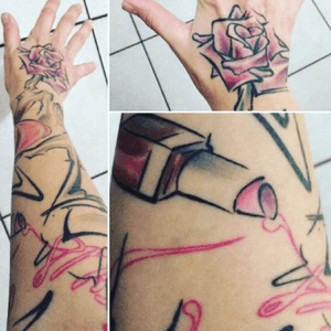My sleeve in progress.. #tattoo #tattooedgirl #ink #inkedgirl #color #sleeve #inprogress #rose #lipstick #pavluss #czechrepublic 