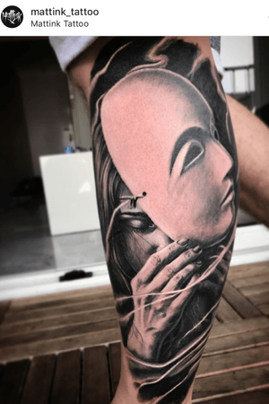 Girl with mask tattoo 