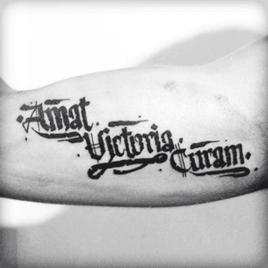 "Amat Victoria Curam" Lettering by TonoT. 