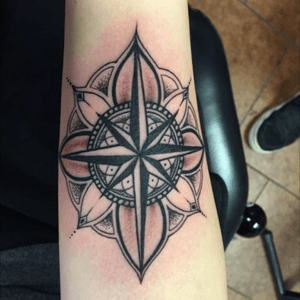 #mandala #compass #dotwork drawn and designed by Searra Stiles, and tattooed by Chris from Rabbits Foot in Osage Beach Missouri. 