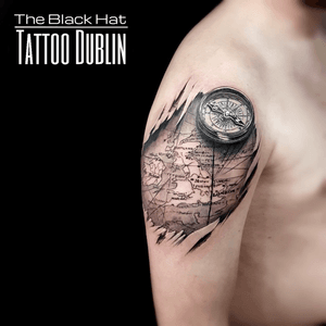 Another map and compass realistic tattoo. Nicely done @theblackhattattoodublin ..#realistictattoo #realisticink #tattoo #tattoodublin #tats #besttattoos #tattoos #map #maptattoo #compasstattoo #tattooideas #dublin 