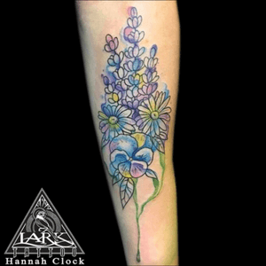 Tattoo by Lark Tattoo artist Hannah Clock. See more of Hannah's work: http://www.larktattoo.com/long-island-team-homepage/hannah-clock/ #tattoo #tattoos #tat #tats #tatts #tatted #tattedup #tattoist #tattooed #tattoooftheday #inked #inkedup #ink #tattoooftheday #amazingink #bodyart #tattooig #tattoosofinstagram #instatats #larktattoo #watercolor #watercolortattoo #watercolorflower #watercolorflowers #watercolorflowertattoo #watercolorflowerstattoo #femaletattoo #womenwithtattoos #forearmtattoo #colortattoo