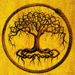 For my #dreamtattoo, i would love a modified version of an #ouroborus and #yggdrasil similar to this image, but allowing the artist reign to give it pops of color and make it more modern while keeping the ideology of life and the imagery of a cycle.