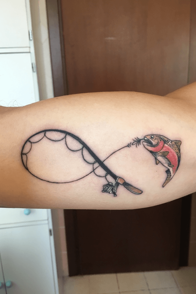 Tattoo uploaded by Nick  Heres a fishing themed tattoo in memory of my  clients grandfather  Tattoodo