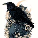 Raven, moon and skull tattoo design #raven #skull #moon 