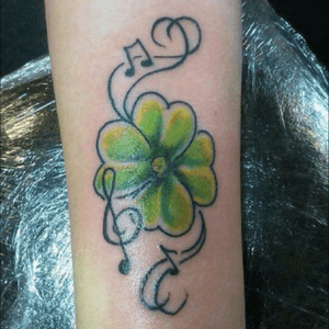 This was my first tatttoo that i had done #music #musicnotes #clover #musictattoo 