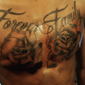 Rose chest piece im working on, not done! #rose #tattoo #roses #flowers #chest #eternalink #chest #ink #art 