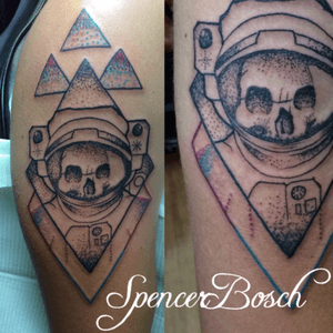 Stepping into something new #spaceacetattoo #spacesuit #skull #space #galaxy #jokerscalgary #clagary 