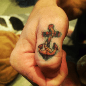 More gel pen fun #anchor #knuckle #thumb #tattoo #color 
