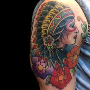 Tattoo by Simone Lubrani #color #colortattoo #traditional #traditionaltattoo #nativeamerican #nativeamericangirl #girlhead #girlheadtattoo #oldschoolgirlhead #simonelubrani  #artist  #tattoo #tattoos #tat #tats #tatts #tatted #tattedup #tattoist #tattooed #tattoooftheday #inked #inkedup #ink #tattoooftheday #amazingink #bodyart #LarkTattoo #LarkTattooWestbury #NY #BestOfLongIsland #VotedBestOfLongIsland #BestOfNYC #VotedBestOfNYC #VotedNumber1 #LongIsland #LongIslandNY #NewYork #NYC #TattoosEvenMomWouldLove  #NassauCounty