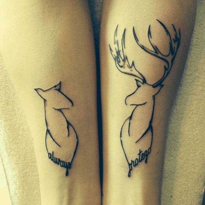 40 Beautiful and Inspiring Deer Tattoo Designs  TattooBloq  Deer tattoo  designs Matching couple tattoos Partner tattoos