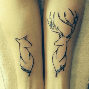 Female and male deer tattoo #deer 