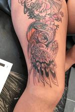 Owl thigh piece done by me at EssexInk(Chelmsford) UK . Thanks for lookng 